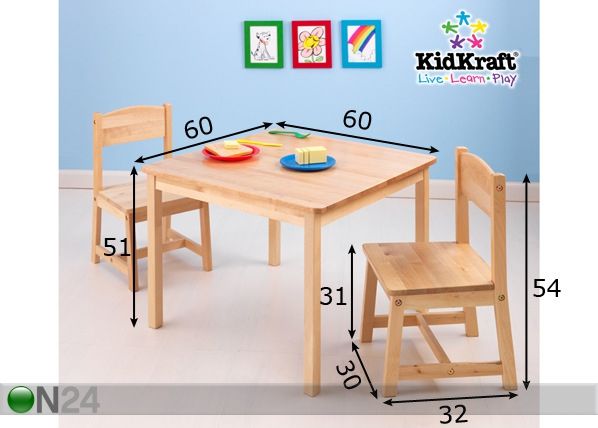 Pöytä ja tuolit KidKraft ASPEN mitat