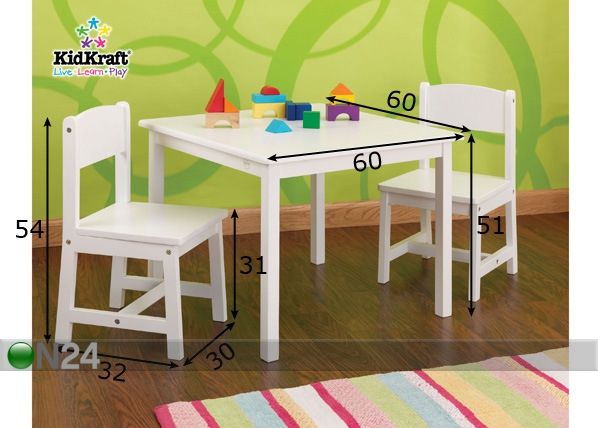 Pöytä ja tuolit KidKraft ASPEN mitat