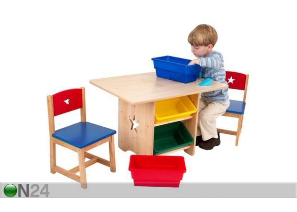 Pöytä ja tuolit+lelulaatikot KidKraft