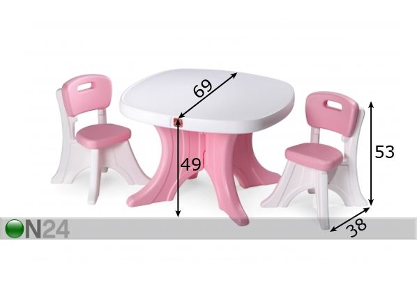Pöytä ja tuolit STEP2 mitat