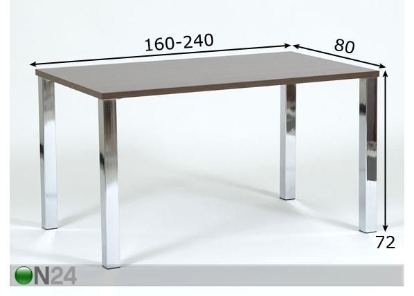 Pöytä KETO 240 cm mitat