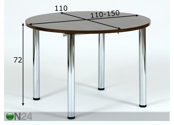Pöytä YOKO, 150 cm mitat