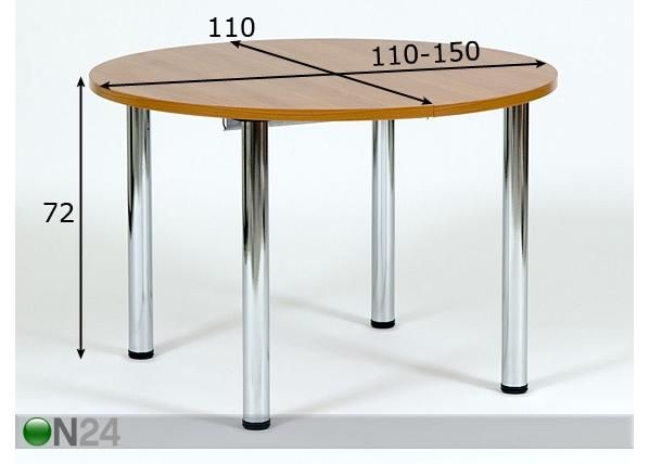 Pöytä YOKO, jatkettava 150 cm mitat