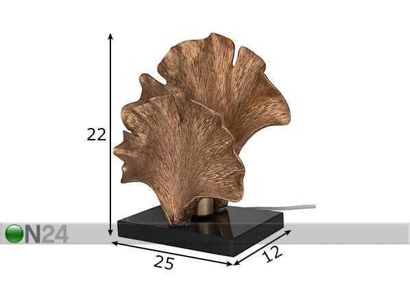 Pöytävalaisin Ginkgo mitat