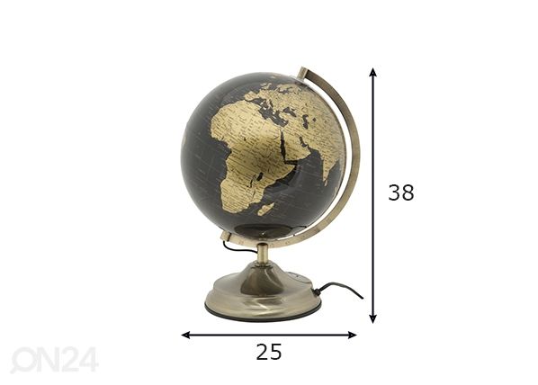 Pöytävalaisin Globe mitat