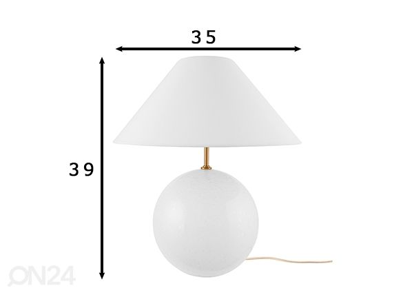 Pöytävalaisin Iiris 35, valkoinen mitat