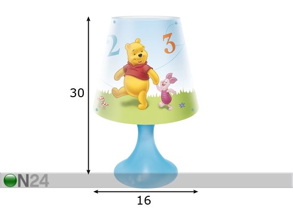 Pöytävalaisin NALLE PUH mitat