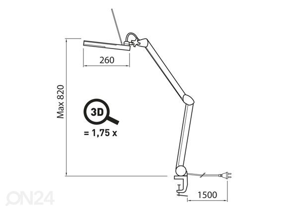 Pöytävalaisin SUURENNUSLASI XL LED mitat