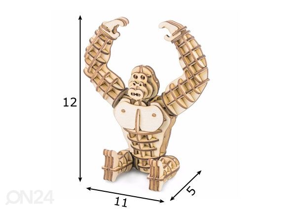 Puinen 3D palapeli GORILLA mitat