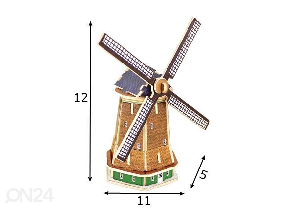 Puinen 3D palapeli HOLLANNIN TUULIMYLLY mitat