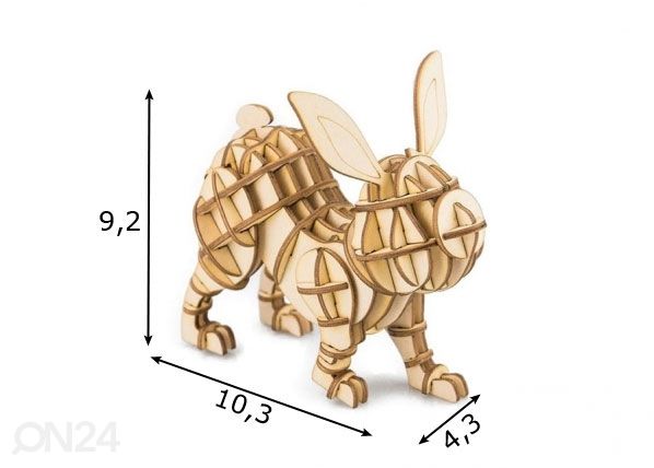 Puinen 3D palapeli JÄNIS mitat