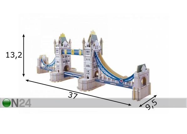 Puinen 3D palapeli TOWER SILTA mitat