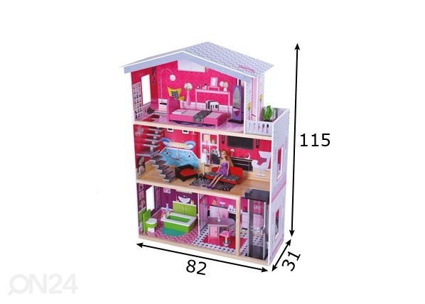 Puinen nukkekoti BARBIE CHRISTELLA mitat