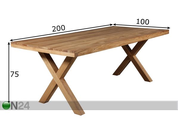 Puinen ruokapöytä X-FACTOR 200x100 cm mitat