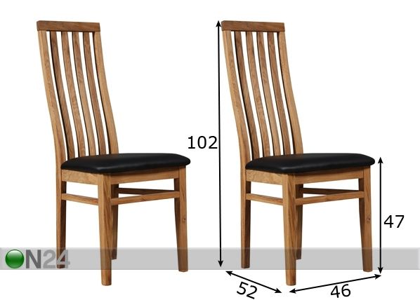 Puiset tuolit DORTHE, 2 kpl mitat
