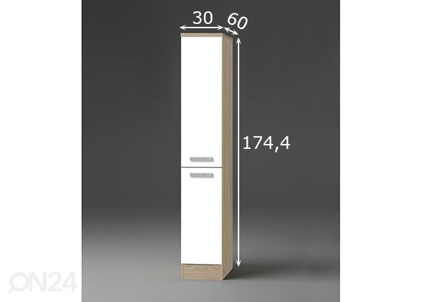 Puolikorkea keittiön kaappi Zamora 30 cm mitat