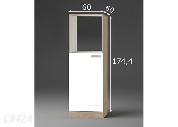 Puolikorkea keittiön kaappi Zamora 60 cm mitat