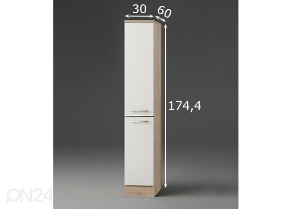 Puolikorkea ulosvedettävä keittiönkaappi Dakar 30 cm mitat