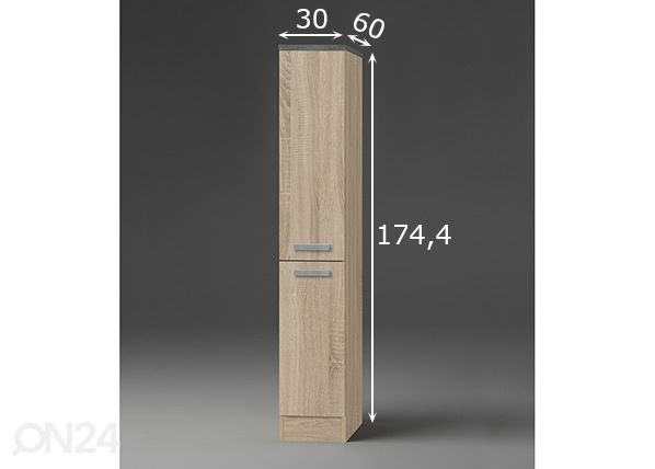 Puolikorkea ulosvedettävä keittiönkaappi Neapel 30 cm mitat