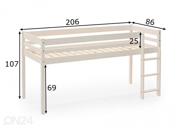 Puoliparvisänky 80x200 cm mitat