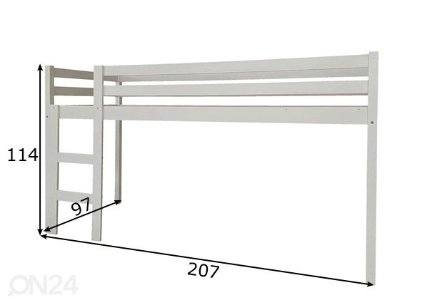 Puoliparvisänky, koivu 90x200 cm mitat