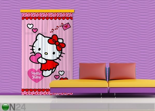Puolipimentävä fotoverho HELLO KITTY HEART 140x245 cm