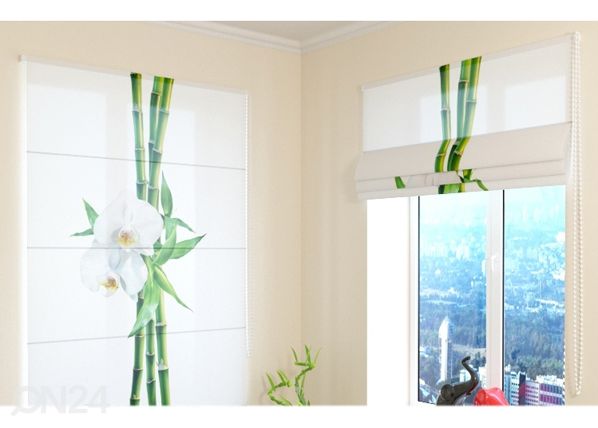 Puolipimentävä laskosverho amboo and white orchid 1 60x60 cm