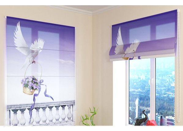 Puolipimentävä laskosverho Beautiful Dove 100x120 cm