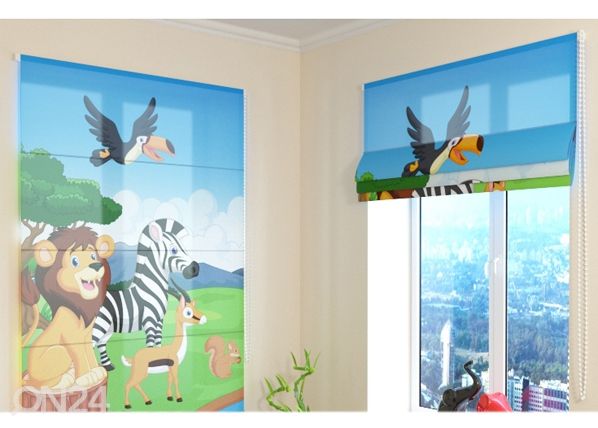 Puolipimentävä laskosverho Cute African animals 1 60x60 cm
