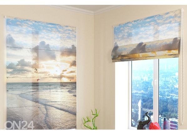 Puolipimentävä laskosverho Faraway Ocean 100x120 cm