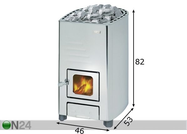 Puukiuas NARVI 18NM, ruostumaton 6-18 m3 mitat