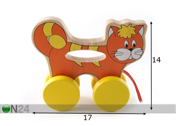 Puulelu KISSA, naru ja kädensija mitat