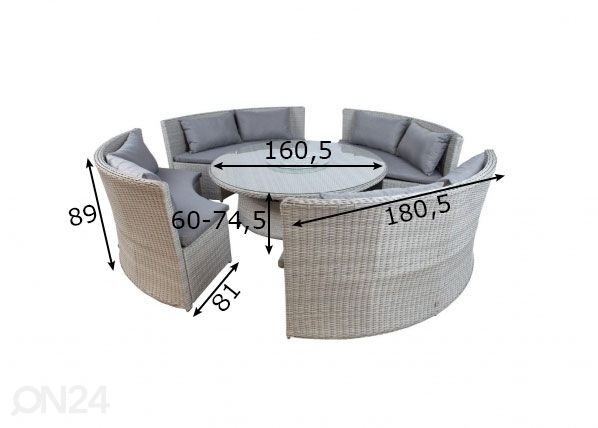 Puutarhakalusteet Ascot mitat