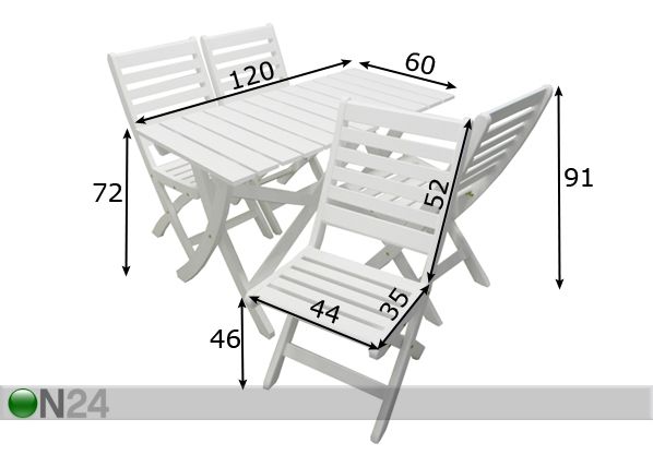 Puutarhakalusteet, mänty FLIPPER mitat