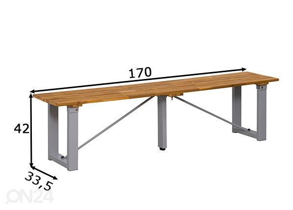 Puutarhapenkki 3-istuttava, akaasia mitat