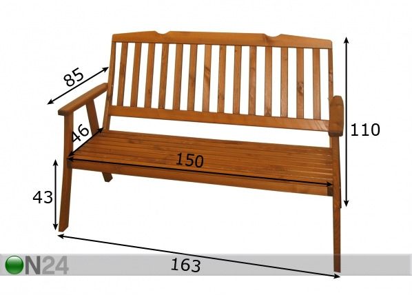 Puutarhapenkki JUSTUS KD, 3 -ist mitat