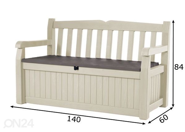 Puutarhapenkki sällytystilalla Keter Eden, beige/ tummanruskea mitat