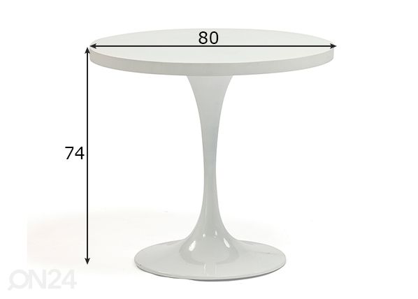 Puutarhapöytä Bolgheri Ø 80 cm mitat