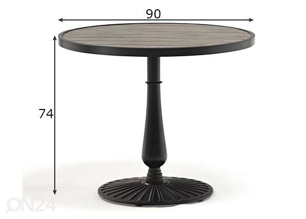 Puutarhapöytä Bolgheri Ø 90 cm mitat