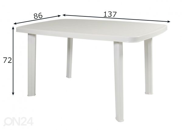 Puutarhapöytä Faro 86x137 cm mitat