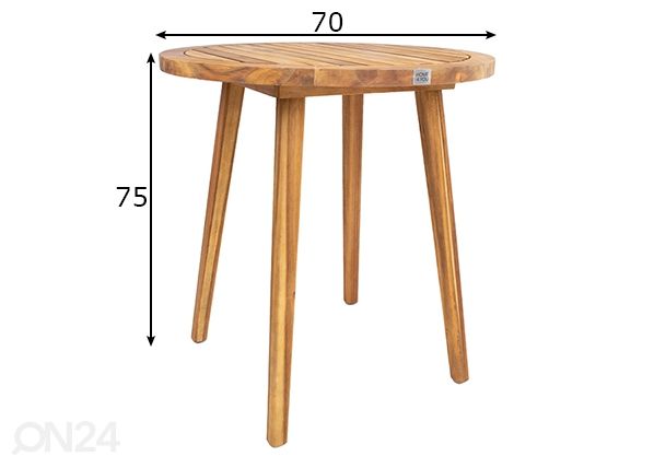 Puutarhapöytä Florian Ø 70 cm mitat