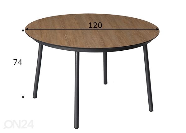 Puutarhapöytä Helsinki Ø 120 cm mitat