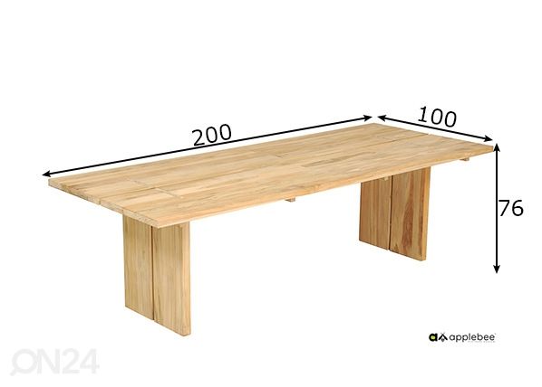 Puutarhapöytä Joie 200x100 cm mitat