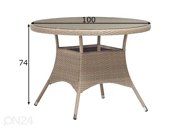 Puutarhapöytä Larache Ø 100 cm mitat