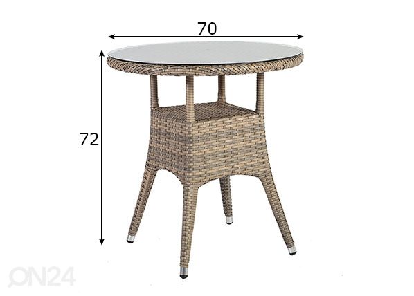 Puutarhapöytä Larache Ø 70 cm mitat
