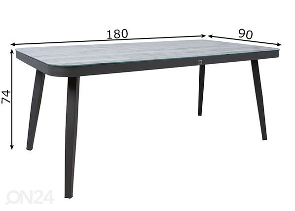 Puutarhapöytä Marie 90x180 cm mitat
