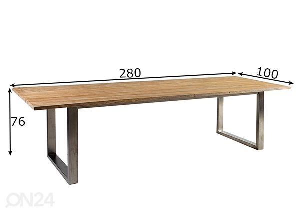 Puutarhapöytä Nautica 100x280 cm mitat