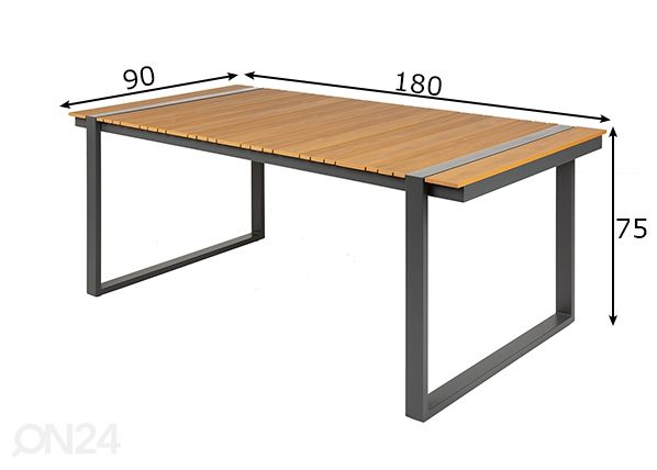 Puutarhapöytä Tampa 180x90 cm mitat