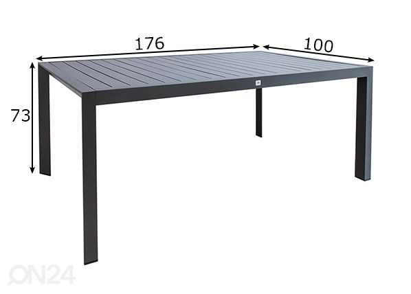 Puutarhapöytä Tomson 100x176 cm mitat