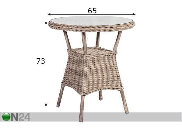 Puutarhapöytä Toscana Ø 65 cm mitat